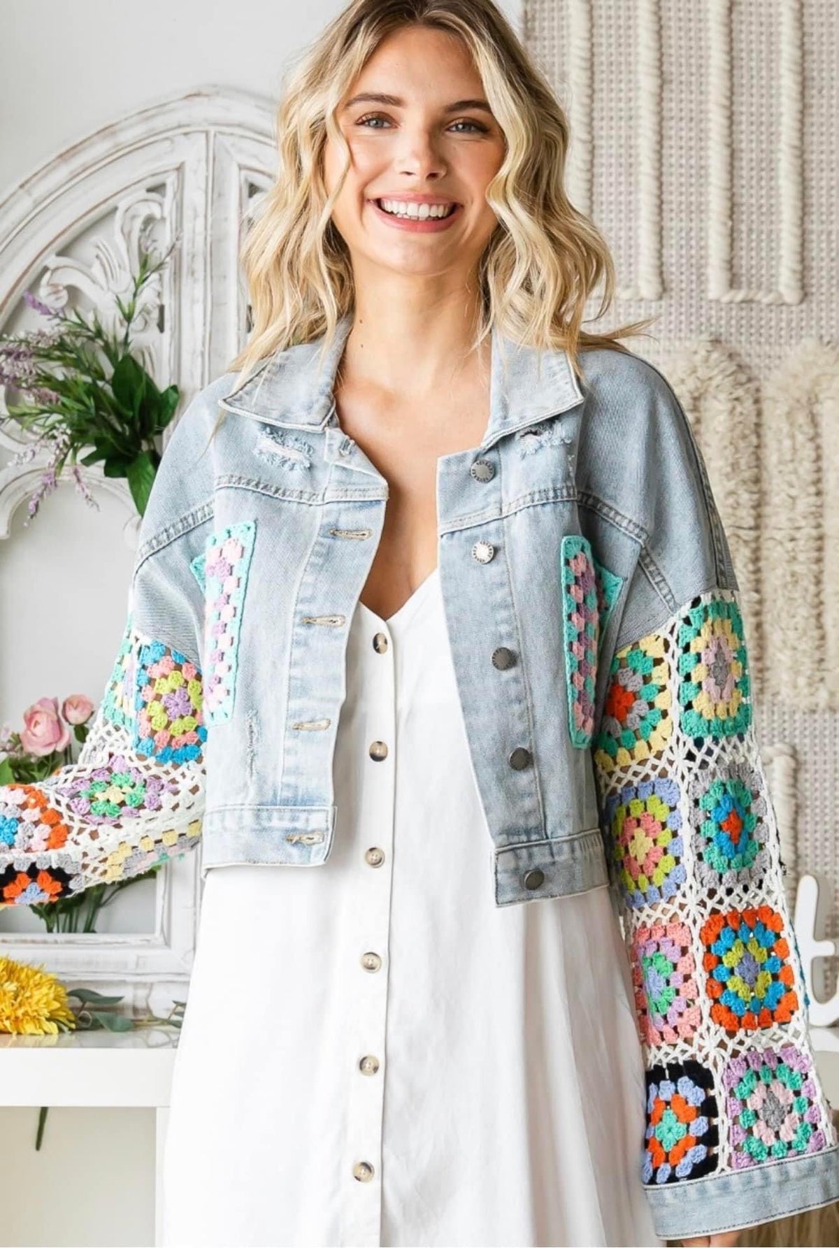 Jenna Crochet Denim Jacket