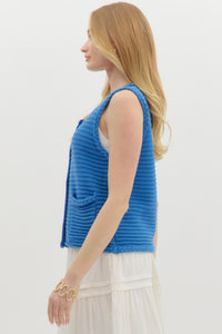 Blue Crush Button Detail Vest