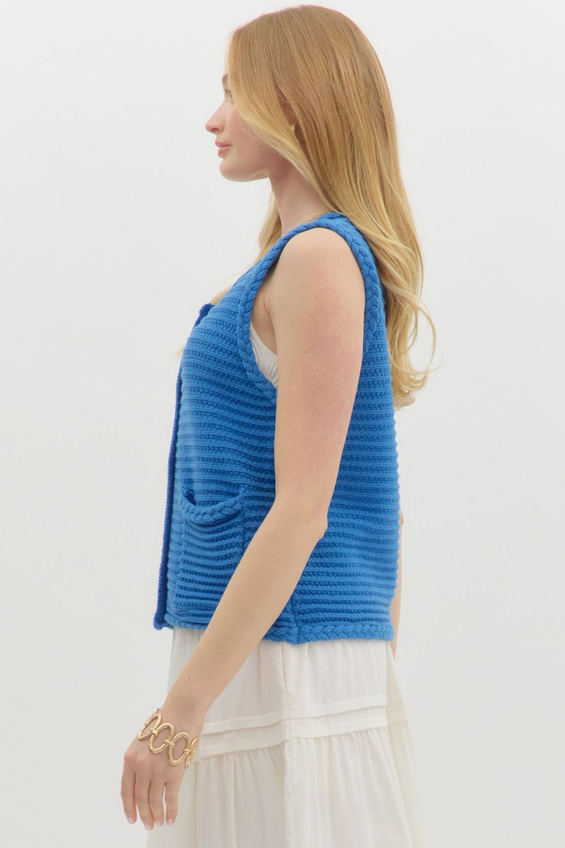Blue Crush Button Detail Vest