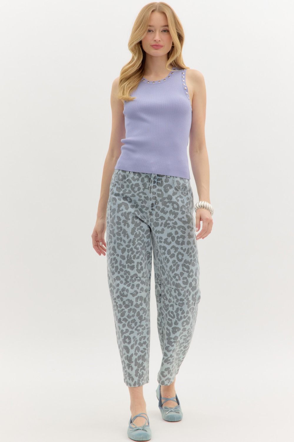 Chambray Stud Tank Top