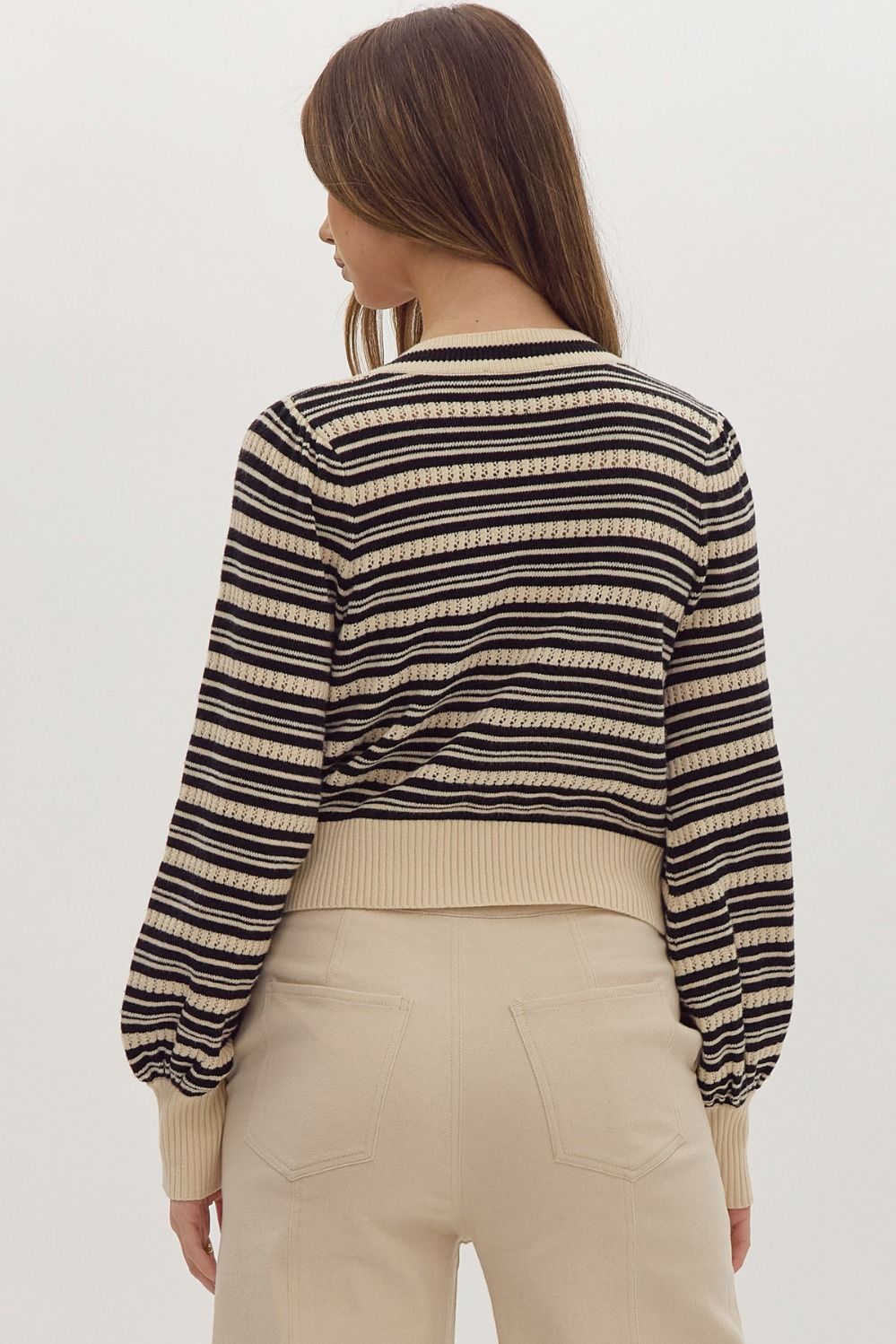 Bow Me Striped Cardigan