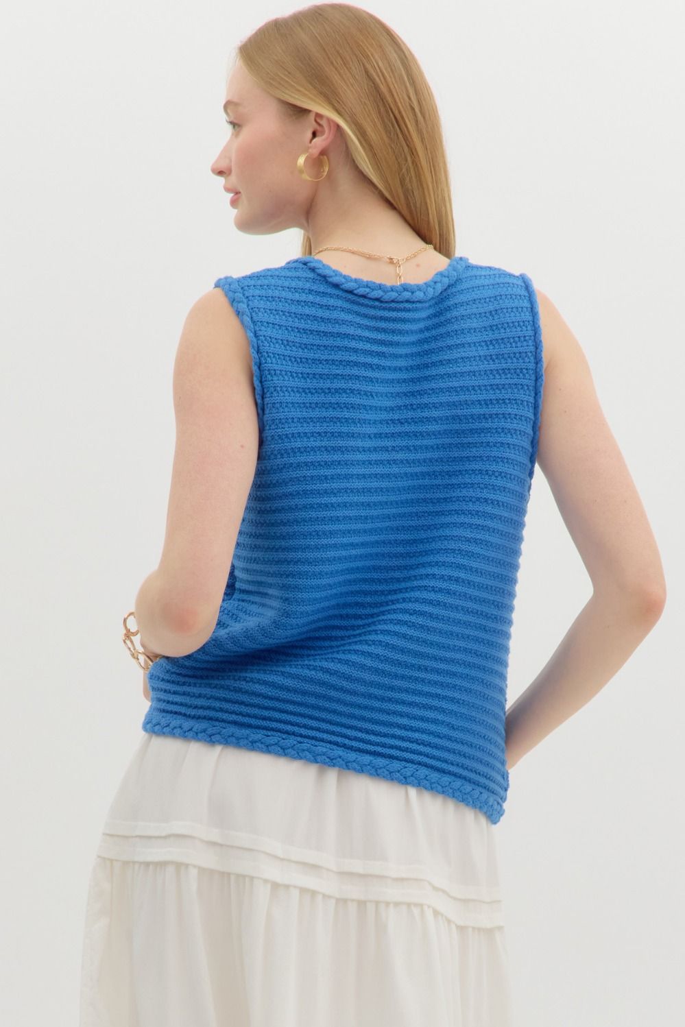 Blue Crush Button Detail Vest