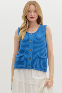 Blue Crush Button Detail Vest