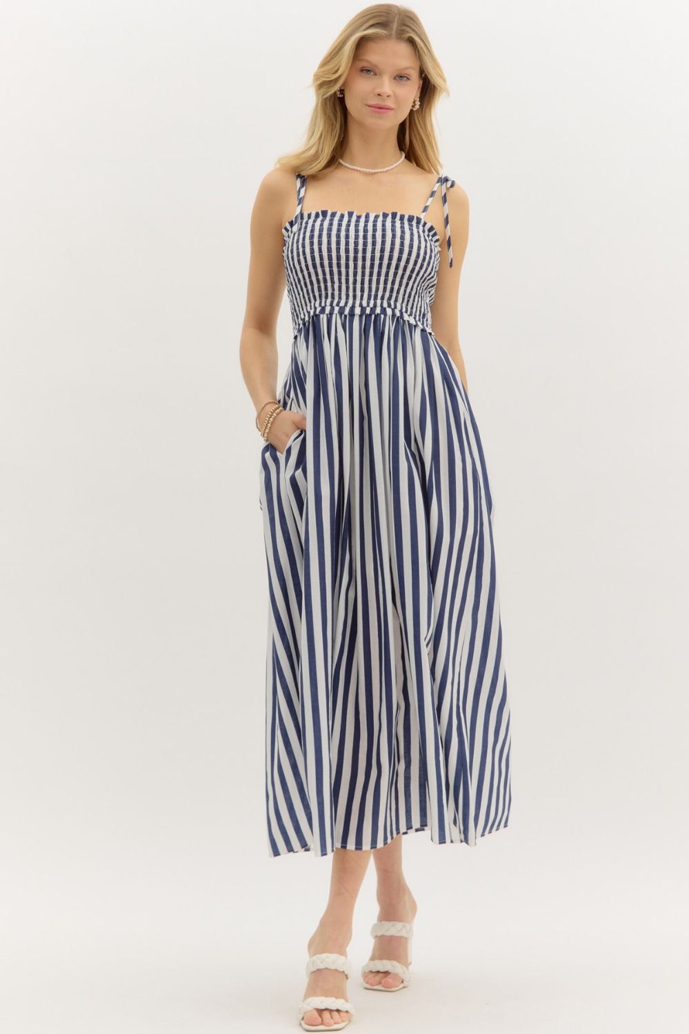 Hamptons Striped Midi Dress