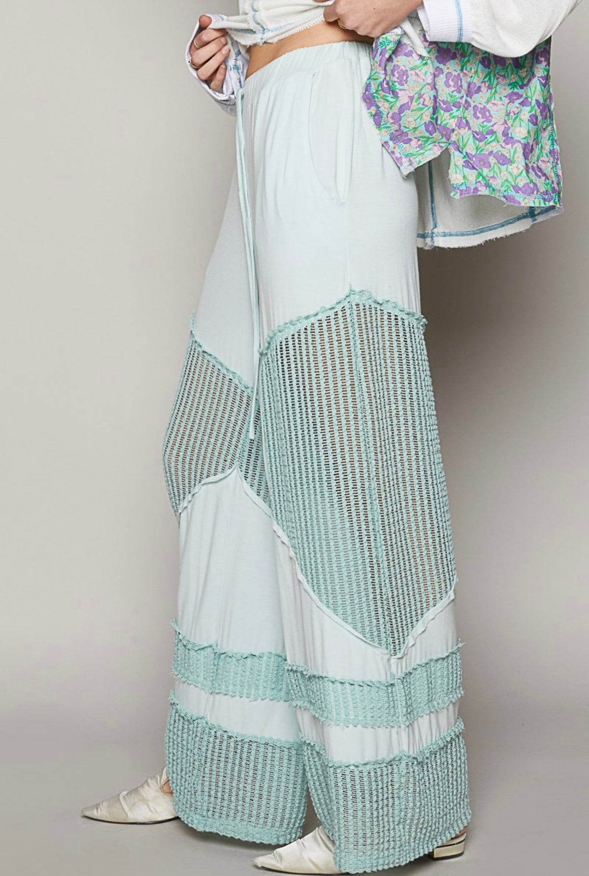 Sea Candy Contrast Sheer Pants