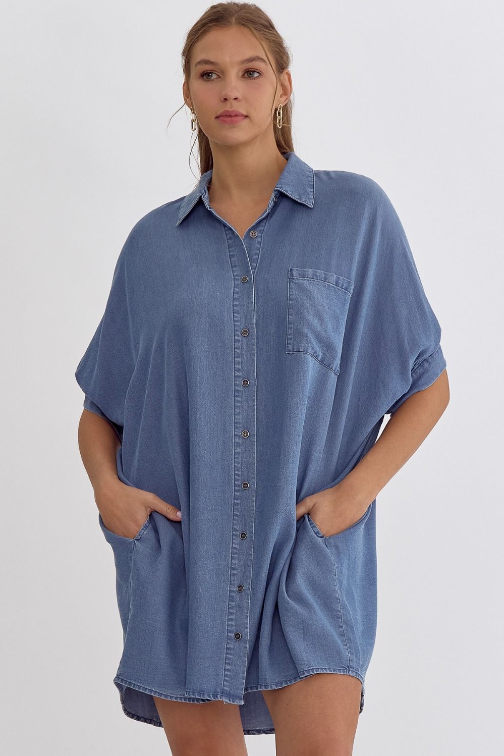 Take It Easy Chambray Dress