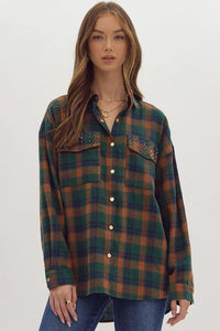 Vera Plaid Studded Top